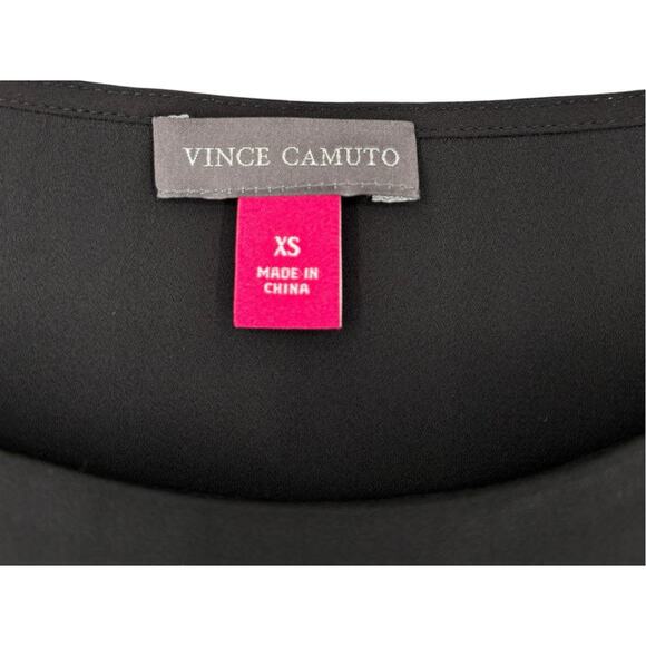 Vince Camuto Gathered Front Hi Lo Chiffon Blouse XS New Black Flutter Sleeve - Picture 6 of 8